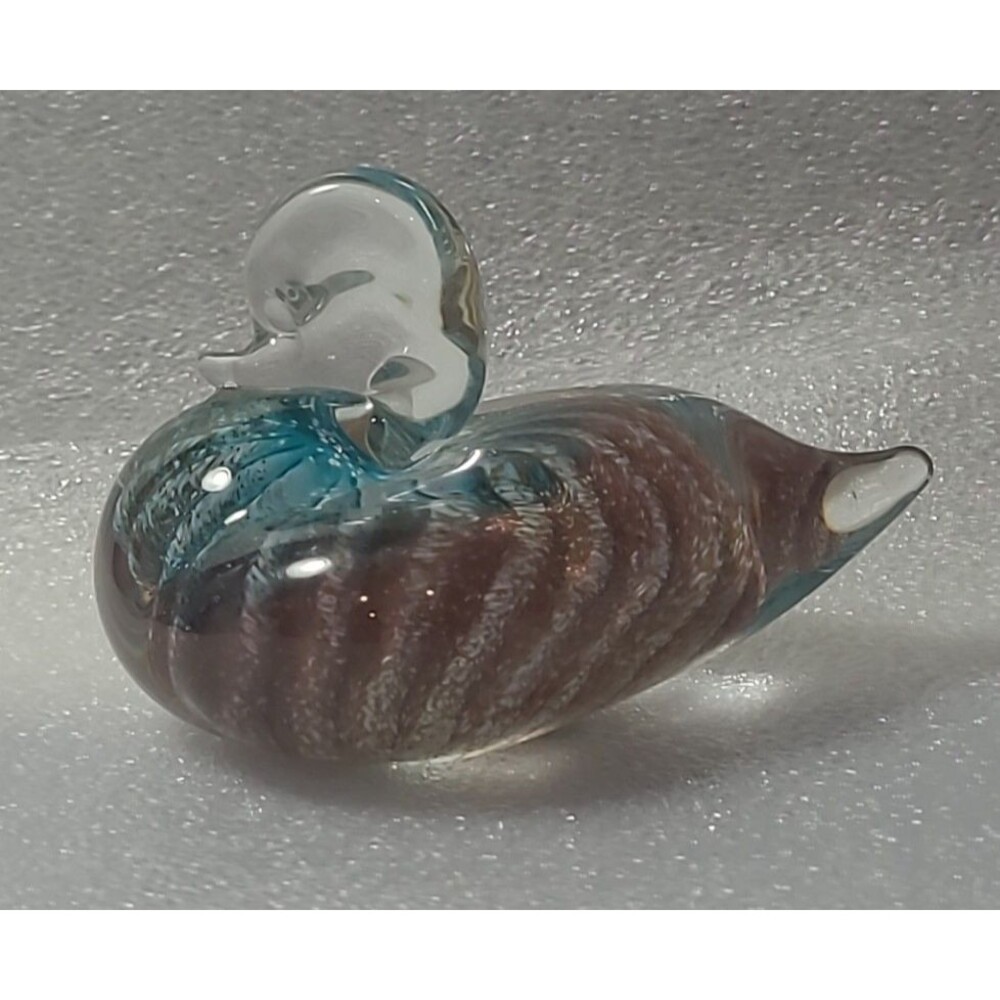 Granna Glasbruk Sweden Handmade Crystal Glass Duck Figurine Vtg